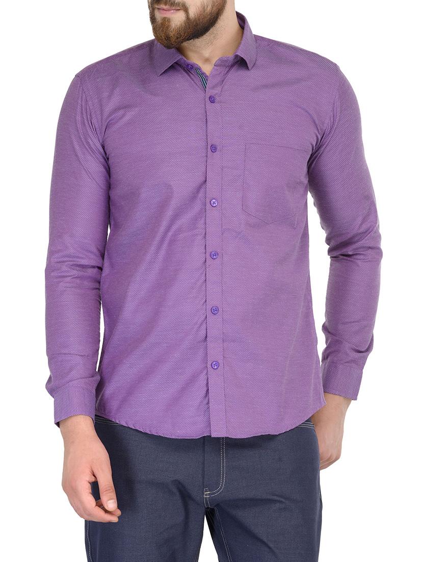 purple cotton blend casual shirt