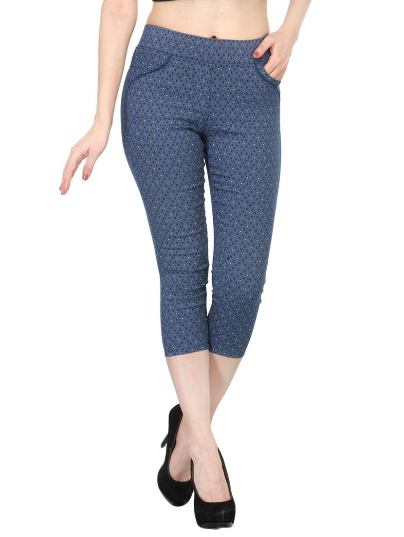 blue cotton capri leggings - 13698178 - Zoom Image - 0