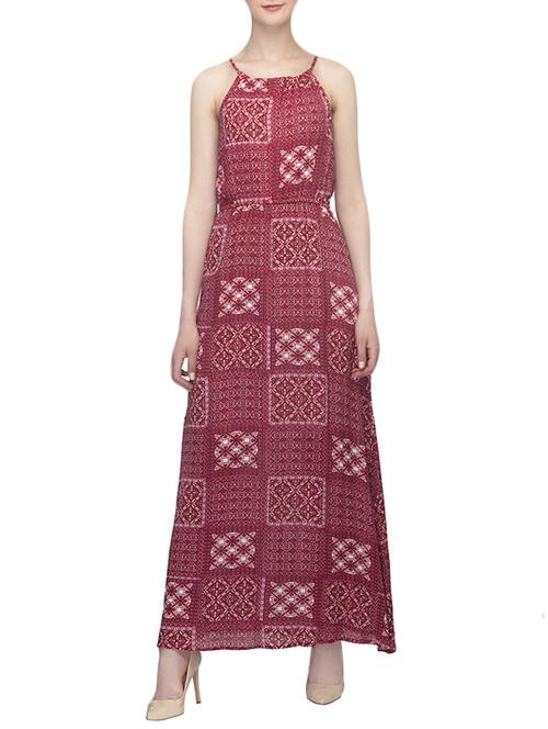 red printed viscose maxi dress - 13698662 - Standard Image - 0