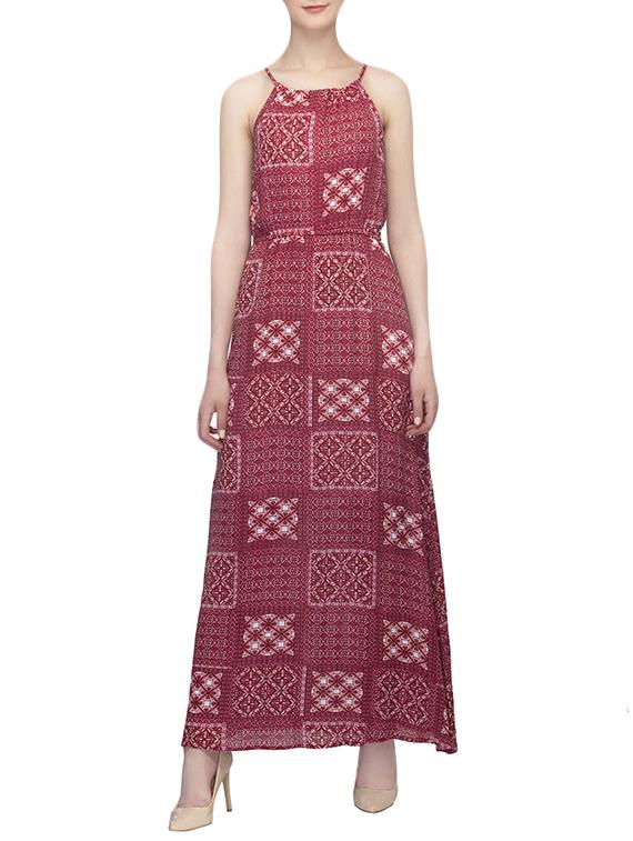 red printed viscose maxi dress - 13698662 - Zoom Image - 0
