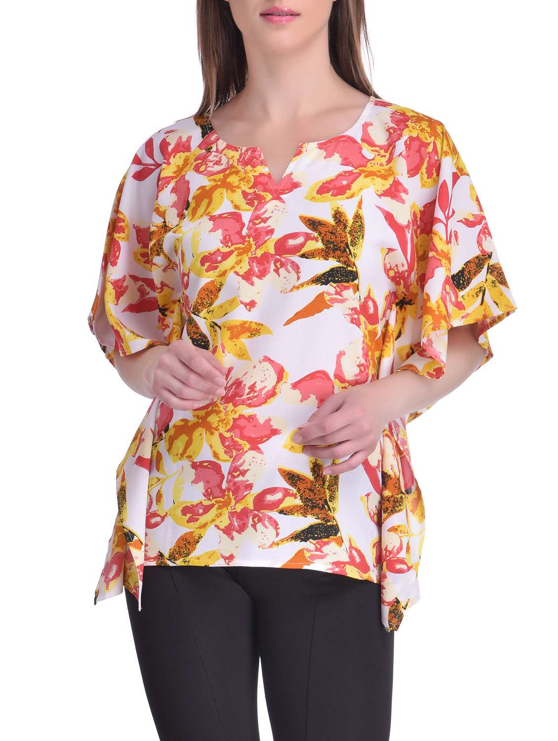 multi colored crepe kaftan