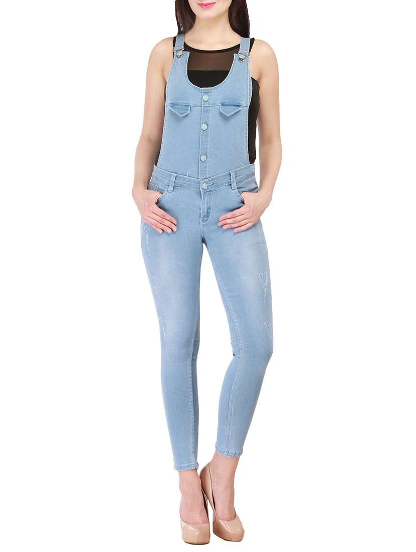 blue denim jumpsuit