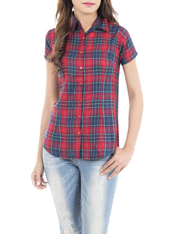 red rayon regular shirt