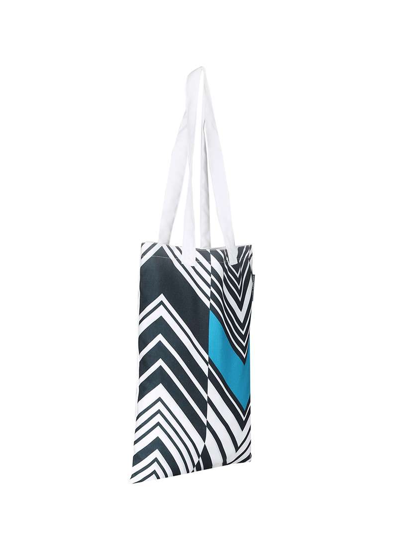 white polyester printed tote - 13710043 - Standard Image - 3