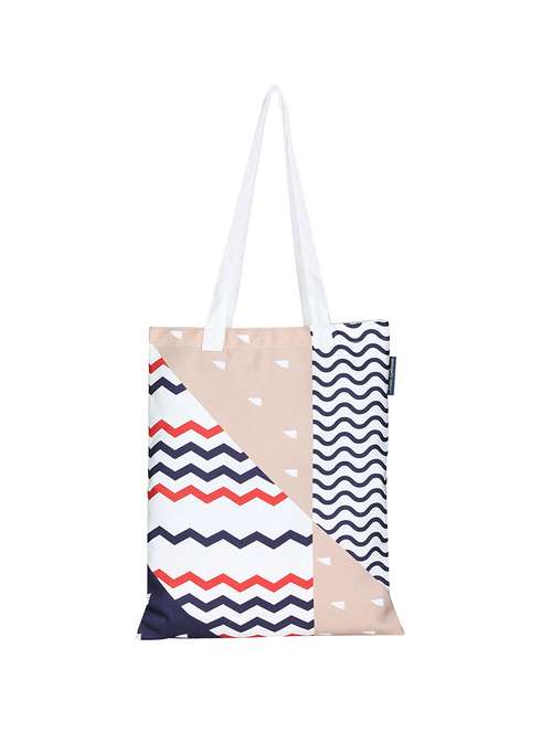 white polyester printed tote - 13710047 -  Standard Image - 0
