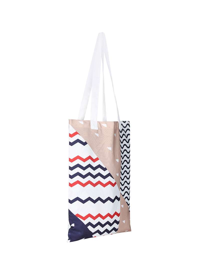 white polyester printed tote - 13710047 -  Standard Image - 3