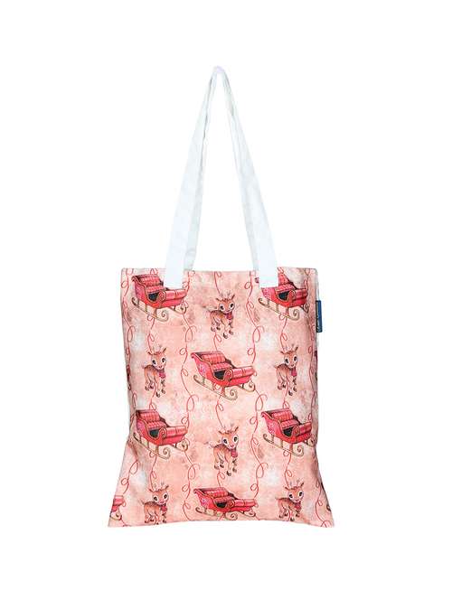 white polyester printed tote - 13710054 -  Standard Image - 0