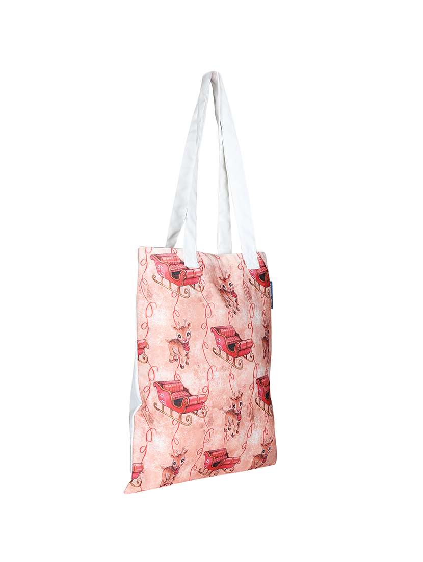 white polyester printed tote - 13710054 -  Standard Image - 3
