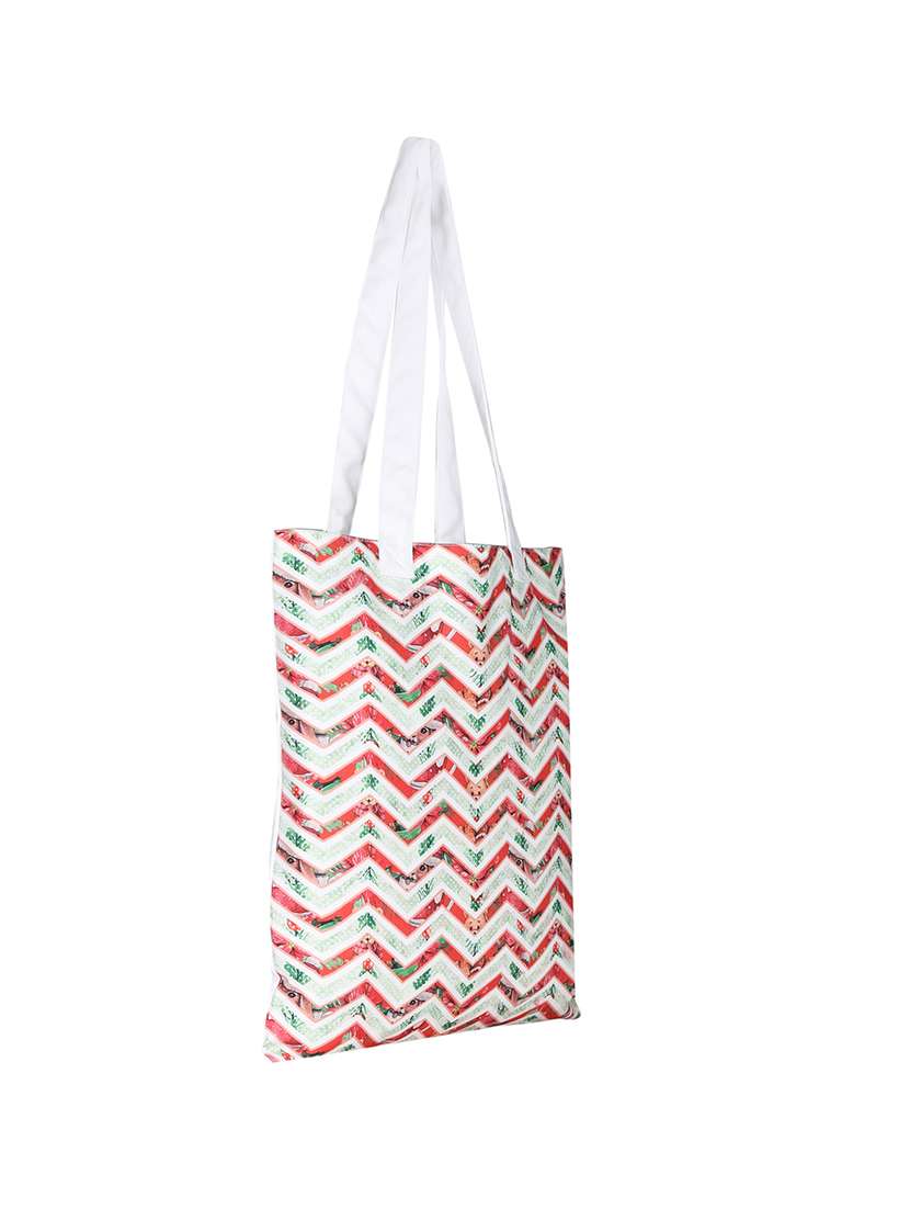 white polyester printed tote - 13710055 - Standard Image - 3