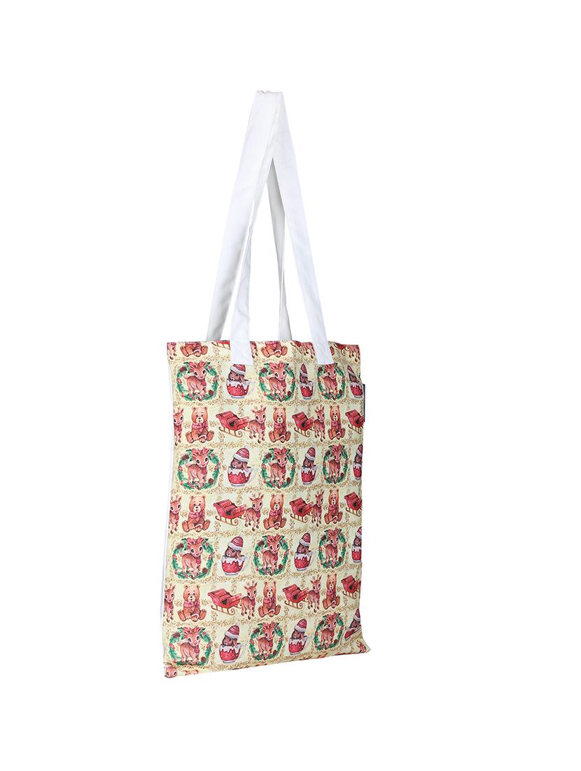 white polyester printed tote - 13710059 - Standard Image - 3