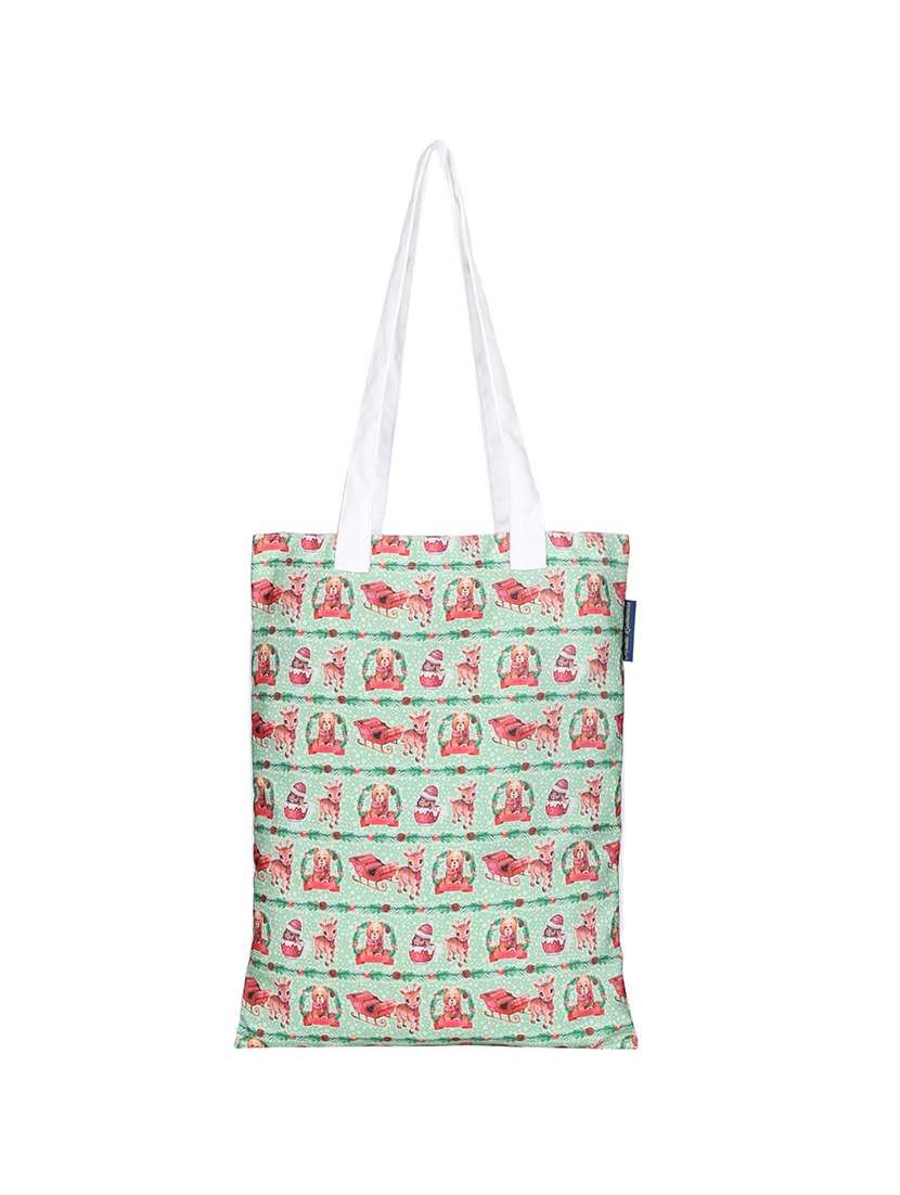white polyester printed tote - 13710060 -  Zoom Image - 0