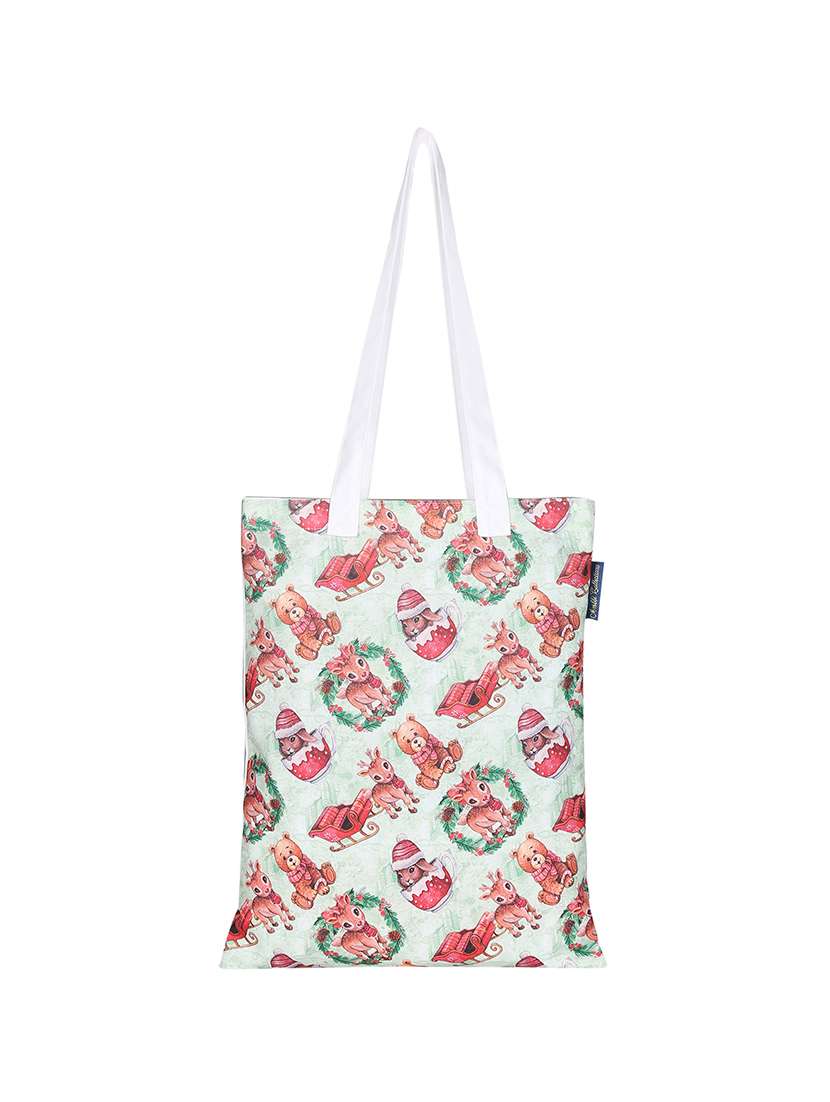 white polyester printed tote