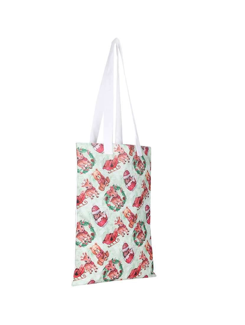 white polyester printed tote - 13710061 -  Standard Image - 3