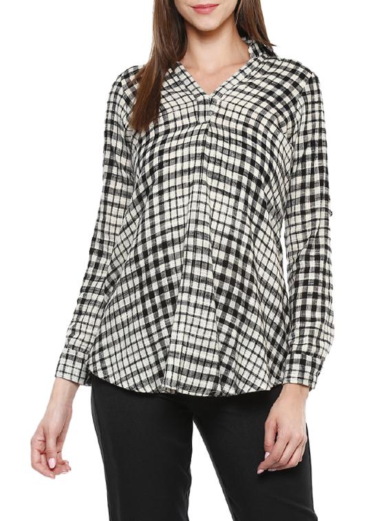 v-neck checkered top  - 13710310 -  Zoom Image - 0