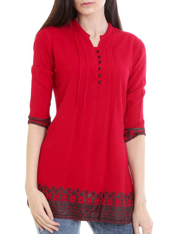 red viscose straight kurti