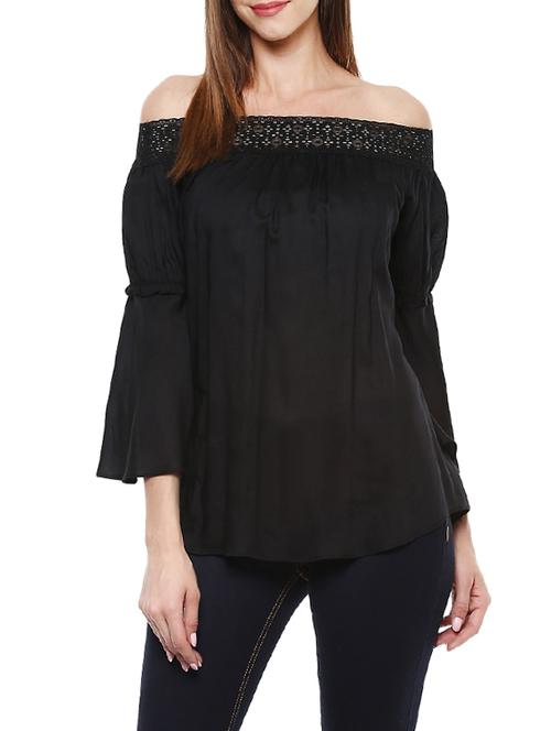 black rayon peasant top - 13712058 - Standard Image - 0