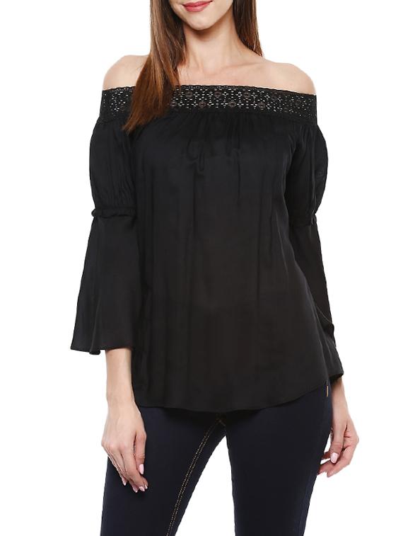 black rayon peasant top - 13712058 - Zoom Image - 0