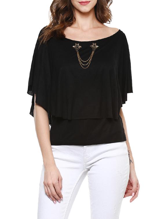 black jersey layered top - 13712060 -  Zoom Image - 0
