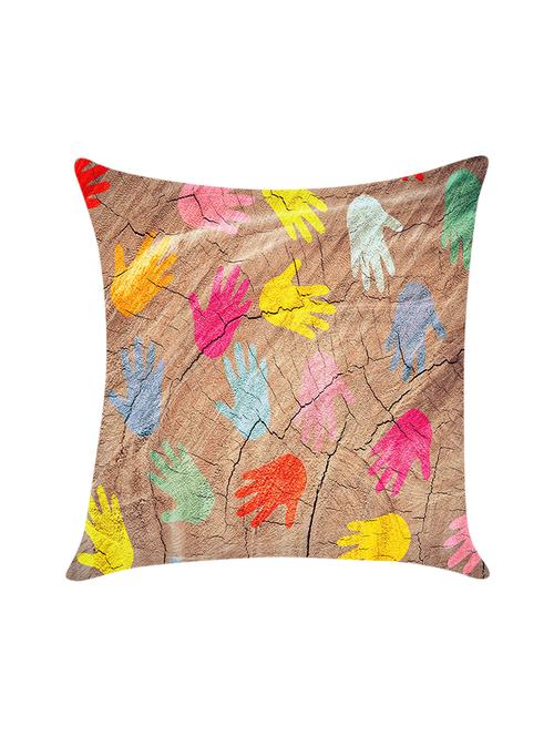 digitally printed colored hands allover a wooden background - 13713659 -  Standard Image - 0