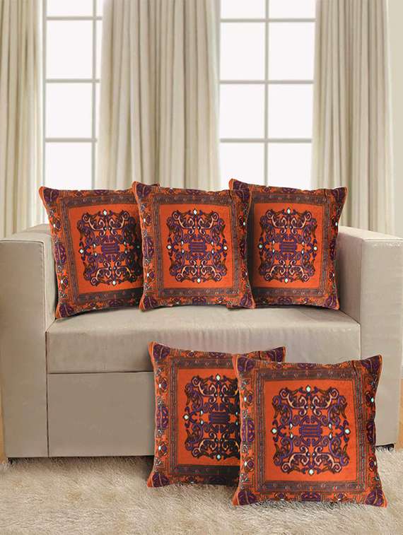 multicolor jute cushion cover set of 5