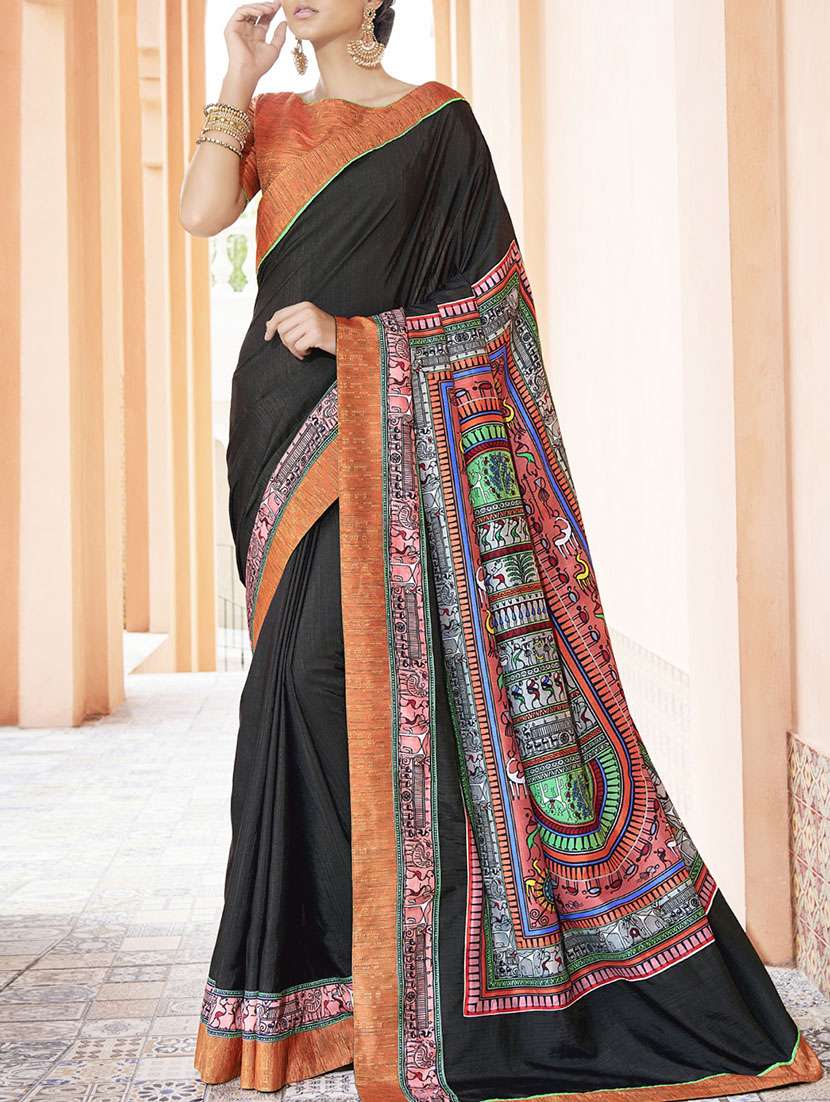 black bordered  saree with blouse