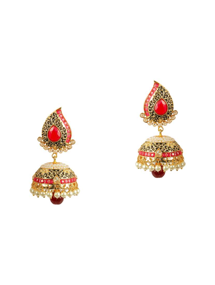 gold metal jhumka earrings