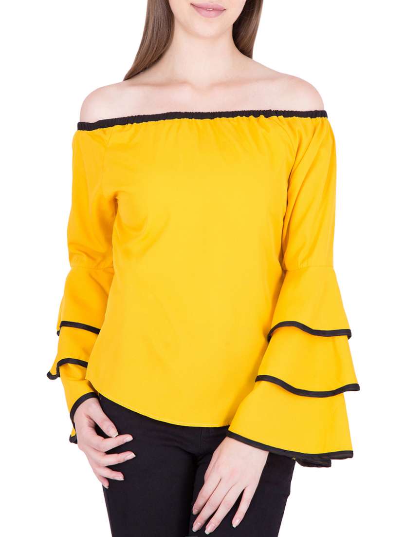 yellow poly cotton regular top