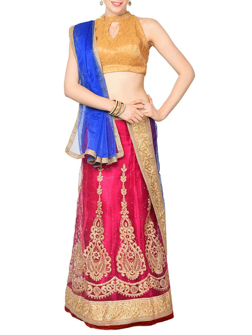 chhabra555 pink zari embroidered lehenga