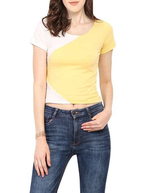 yellow cotton crop top - 13733777 - Standard Image - 0