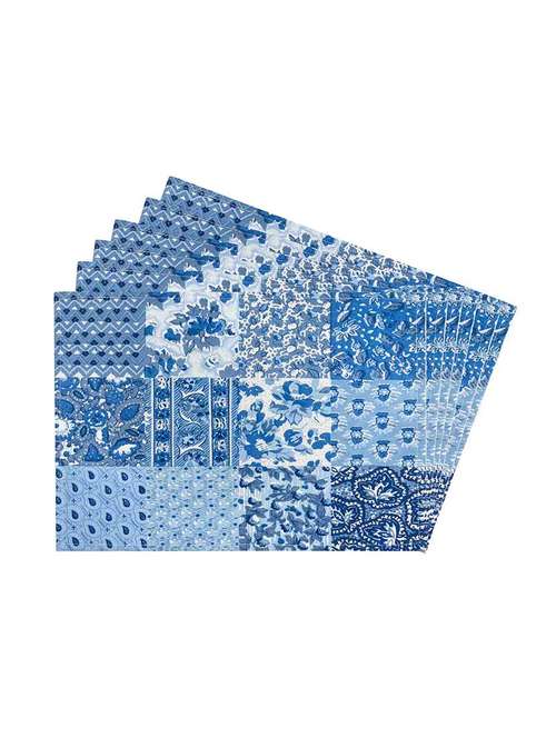 blue printed cotton canvas placemats for dining table - 13734224 -  Standard Image - 0