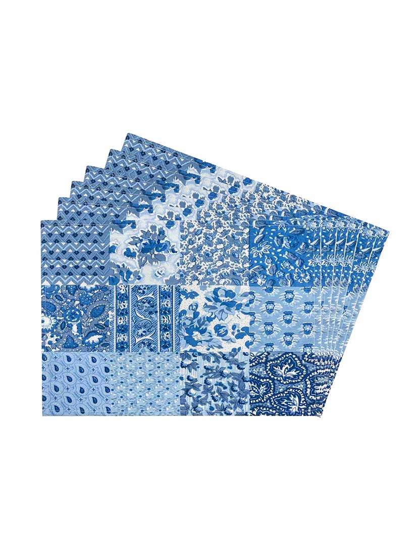 blue printed cotton canvas placemats for dining table - 13734224 -  Zoom Image - 0