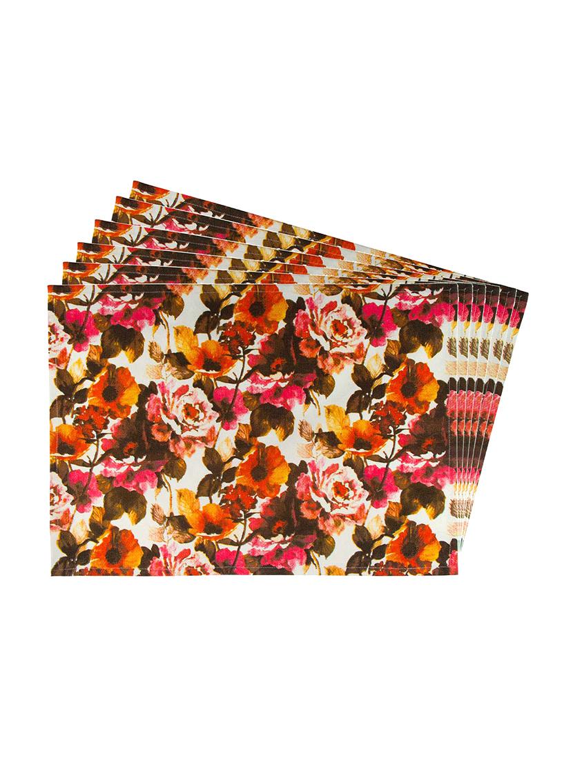 multicolour floral printed cotton canvas placemats for dining table - 13734235 -  Zoom Image - 0