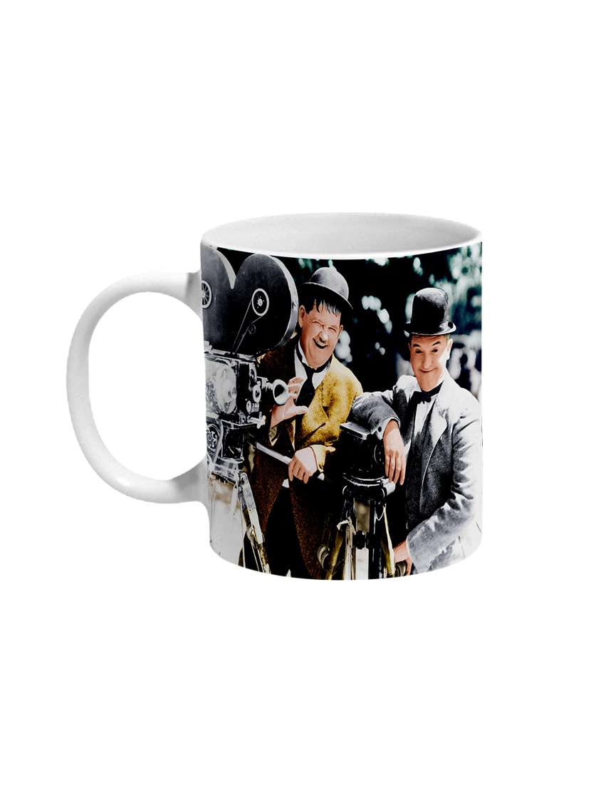 Mooch Wale Laurel & Hardy Behind The Camera Colorful Ceramic Mug
