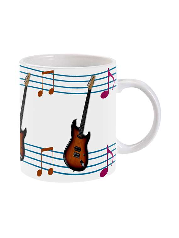 mooch wale guitar notes pattern ceramic mug