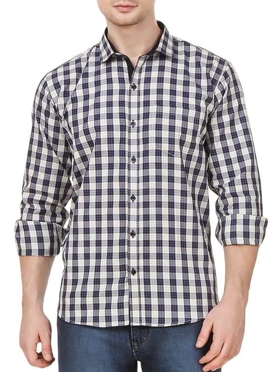 navy blue cotton casual shirt - 13739528 - Zoom Image - 0