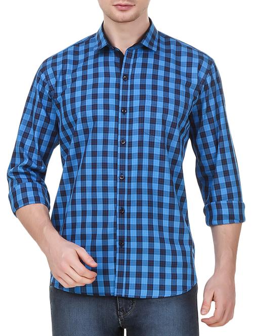 blue cotton casual shirt - 13739529 - Standard Image - 0