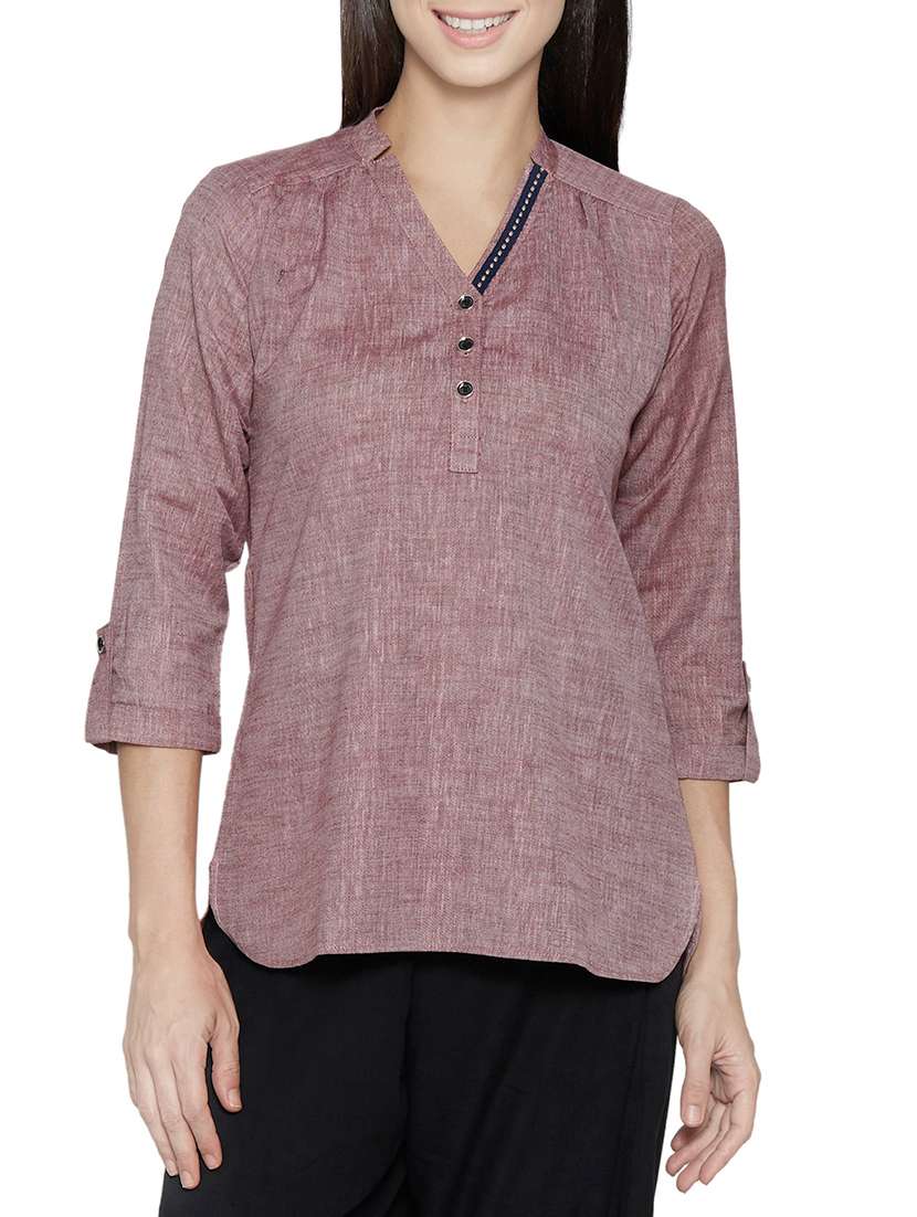 pink cotton regular top