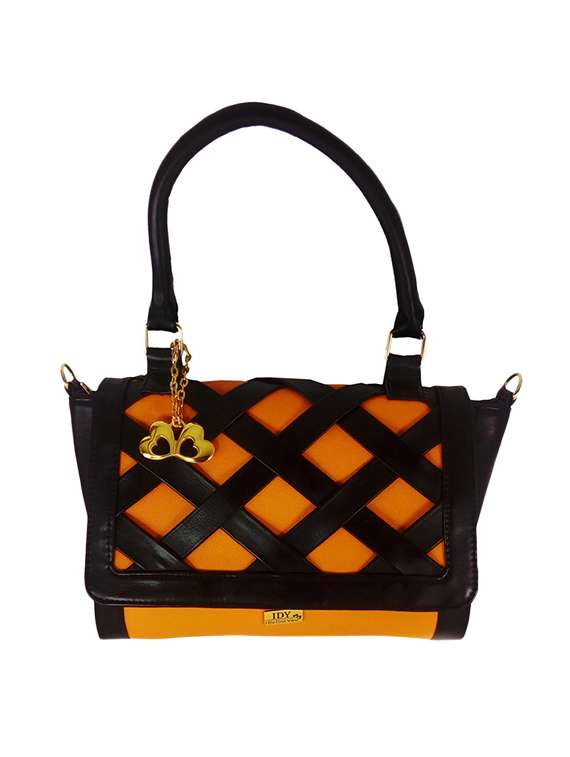 yellow leatherette regular handbag