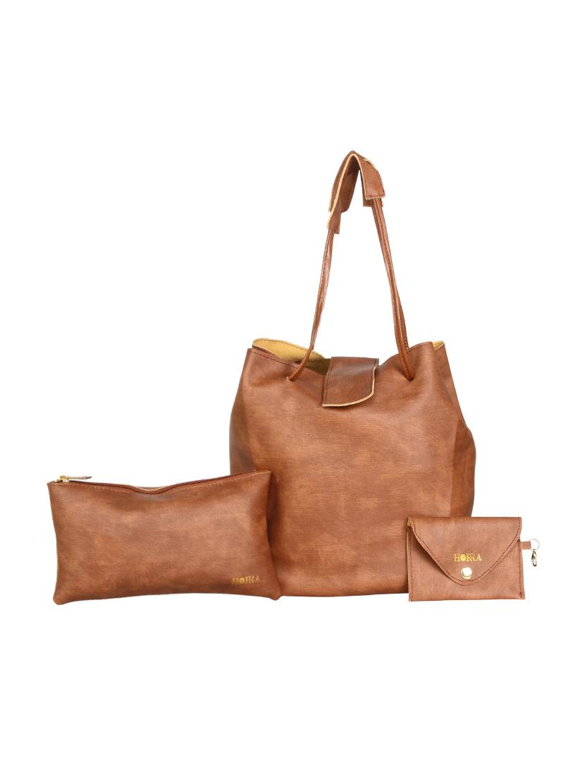 brown leatherette regular handbag - 13740702 -  Zoom Image - 0