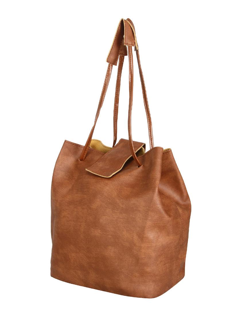 brown leatherette regular handbag - 13740702 - Standard Image - 3