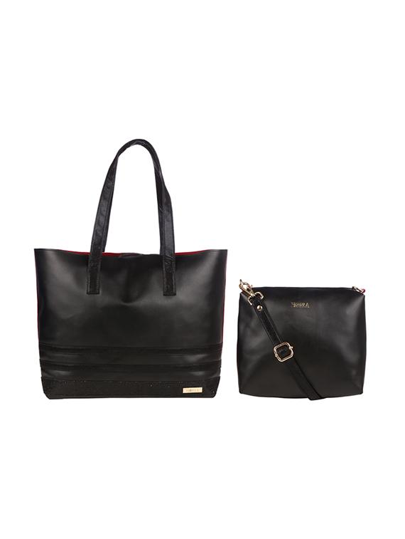 black leatherette regular tote - 13740703 - Zoom Image - 0