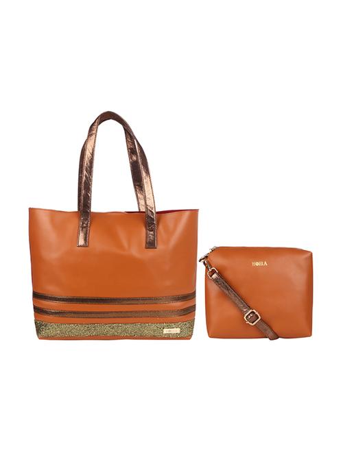 tan leatherette regular tote - 13740708 - Standard Image - 0