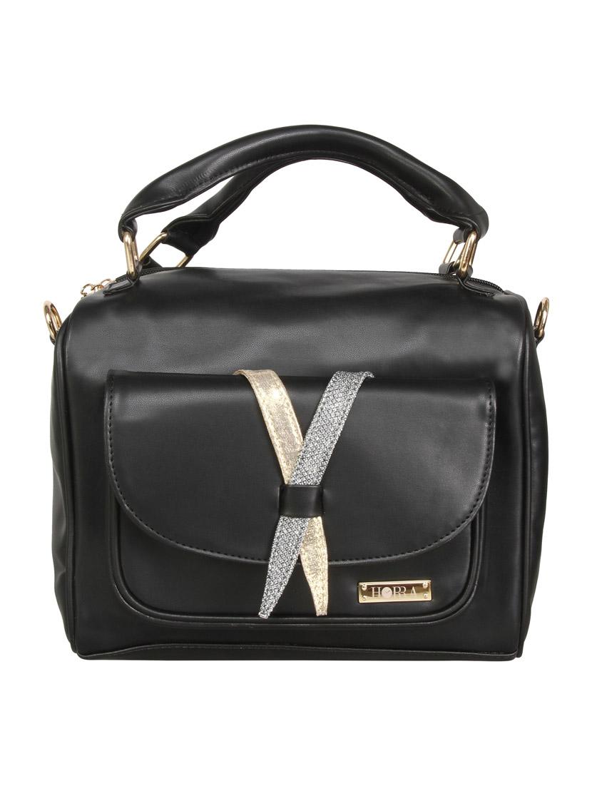 black leatherette regular handbag - 13740750 - Zoom Image - 0