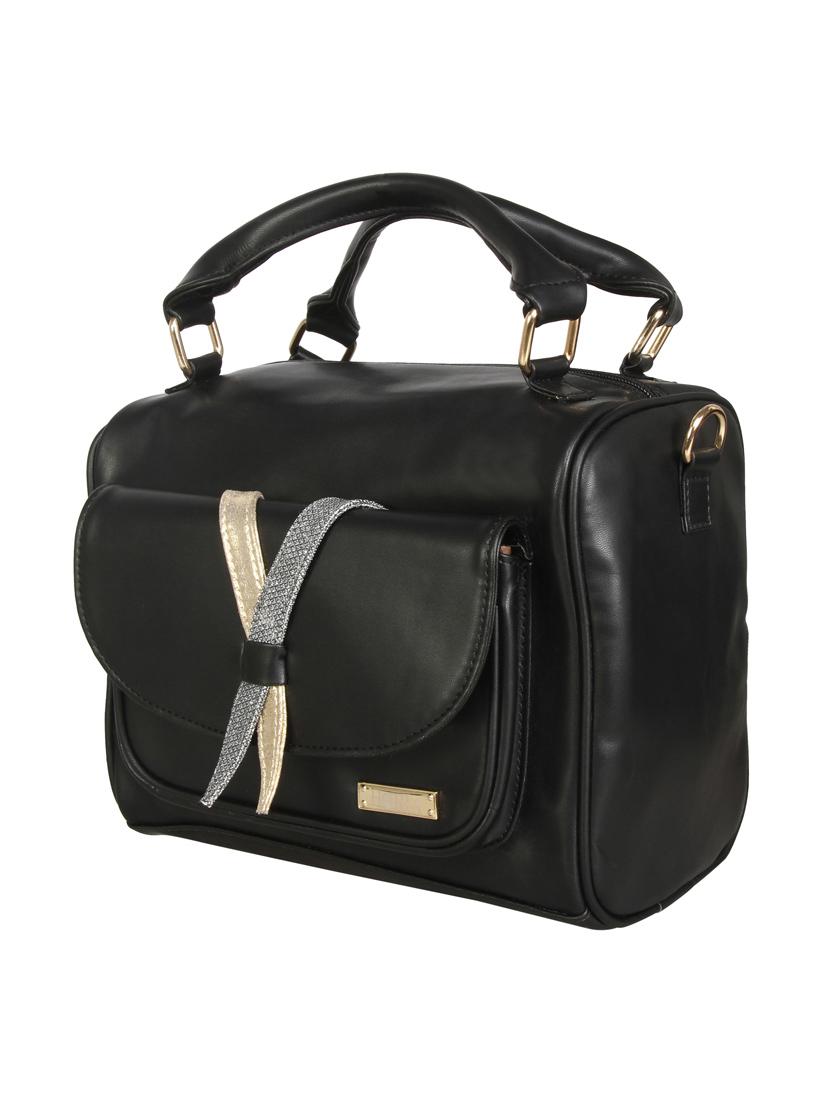 black leatherette regular handbag - 13740750 - Standard Image - 3