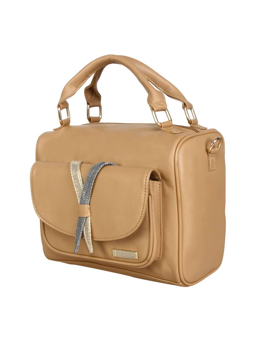 beige leatherette regular handbag - 13740751 - Standard Image - 3