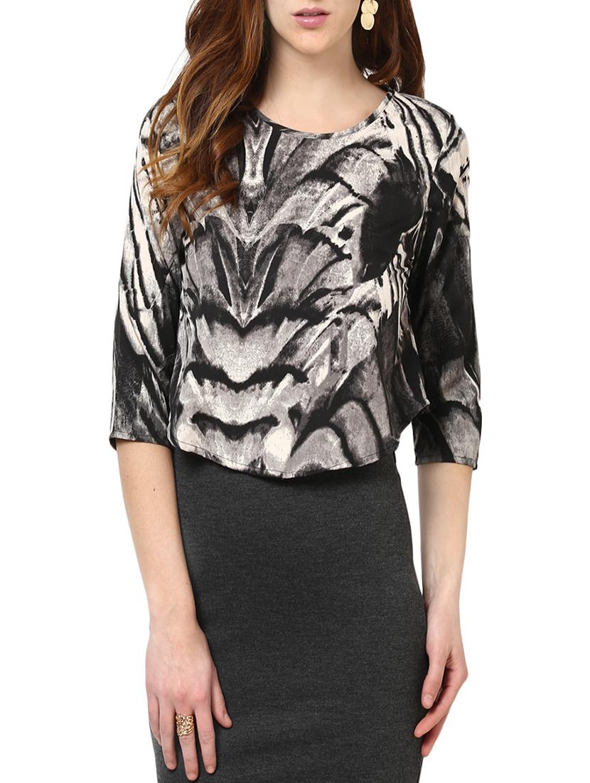 black crepe regular top - 13741093 -  Zoom Image - 0