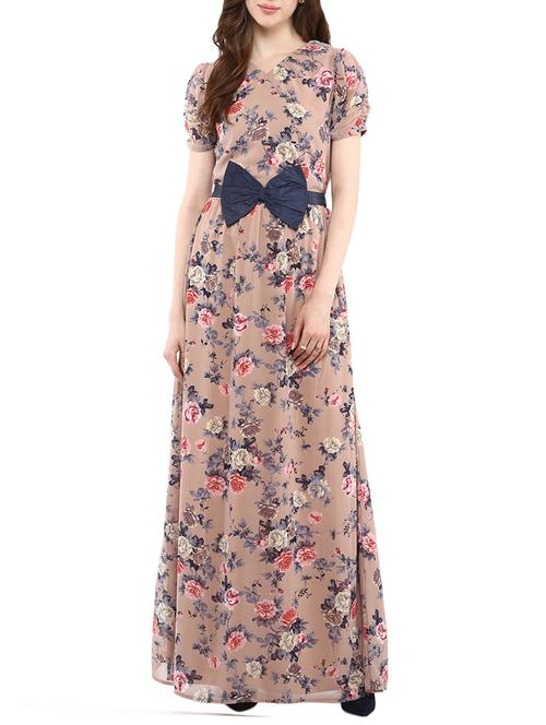 bow belted tie back maxi dress  - 13741114 -  Standard Image - 0