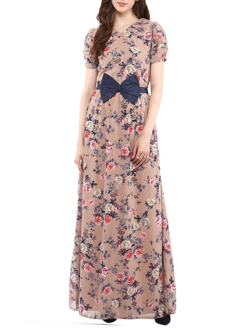 bow belted tie back maxi dress  - 13741114 -  Zoom Image - 0