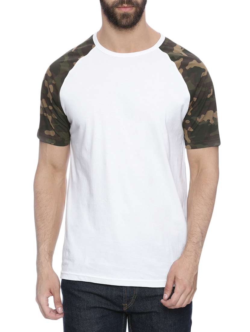 white cotton camouflage t-shirt
