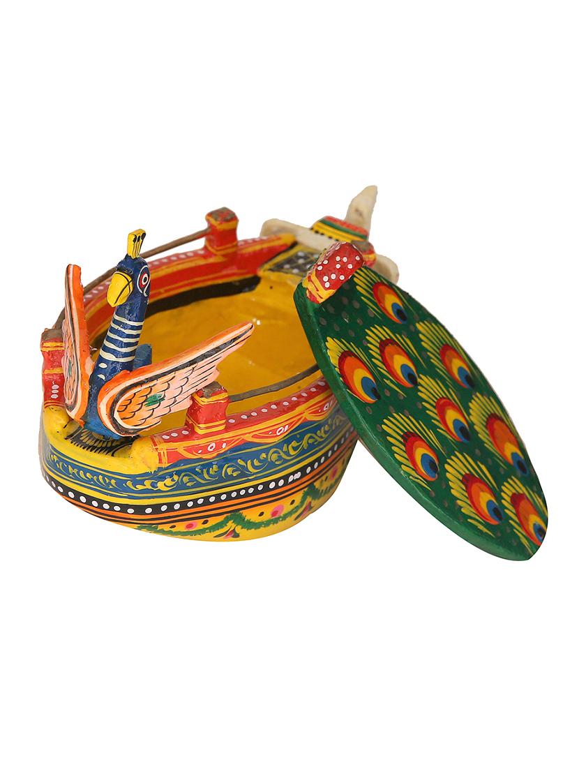 direct create wooden painted peacock inspired box - 13742999 - Standard Image - 3